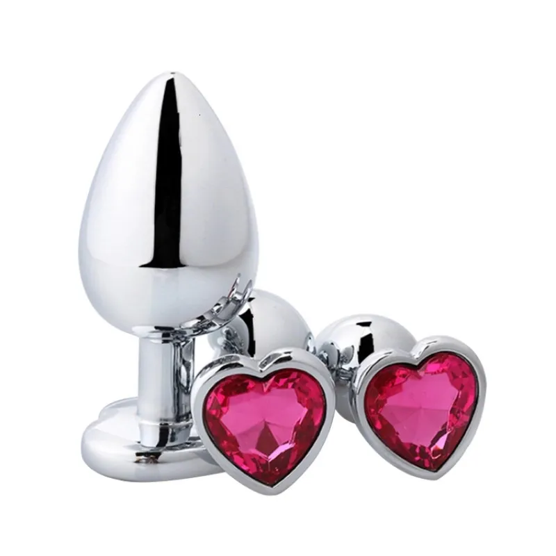 Anal Toys Heart Shaped Metal Anal Plug Sex Toys Rostfritt slät stål Butt Plug Tail Crystal Jewelry Trainer For Women Man Anal Dildo Gay 230508