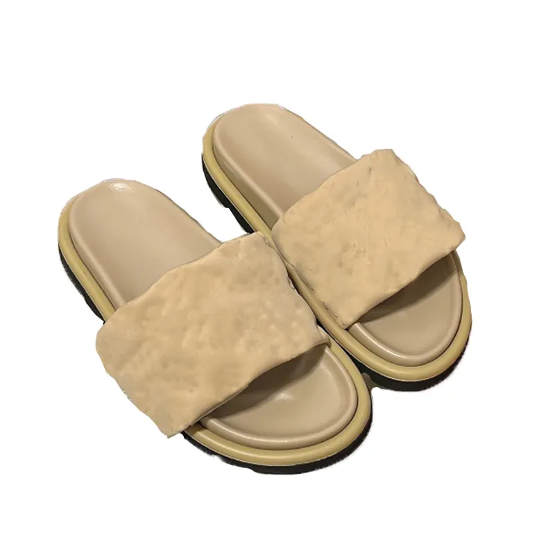 Sandalias de mujer Chanclas de almohada de piscina Mulas planas Correa delantera acolchada Sandalias de diseñador Estampados clásicos Diapositivas de verano para hombres