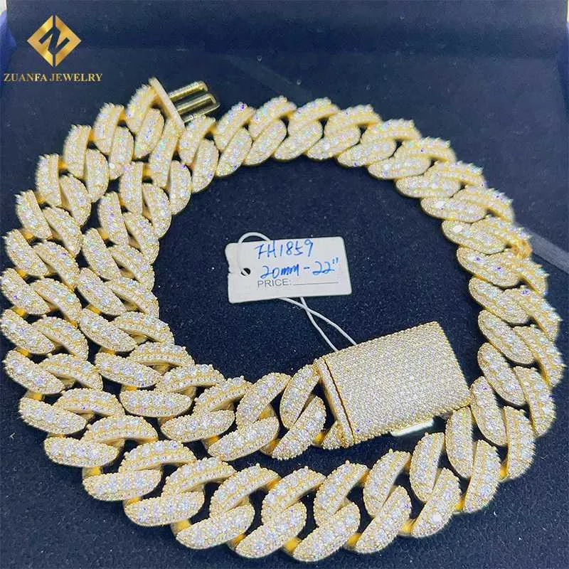 Hot Sale Iced Out 20mm Silver 925 Chain VVS Moissanite Cuban Link Chain