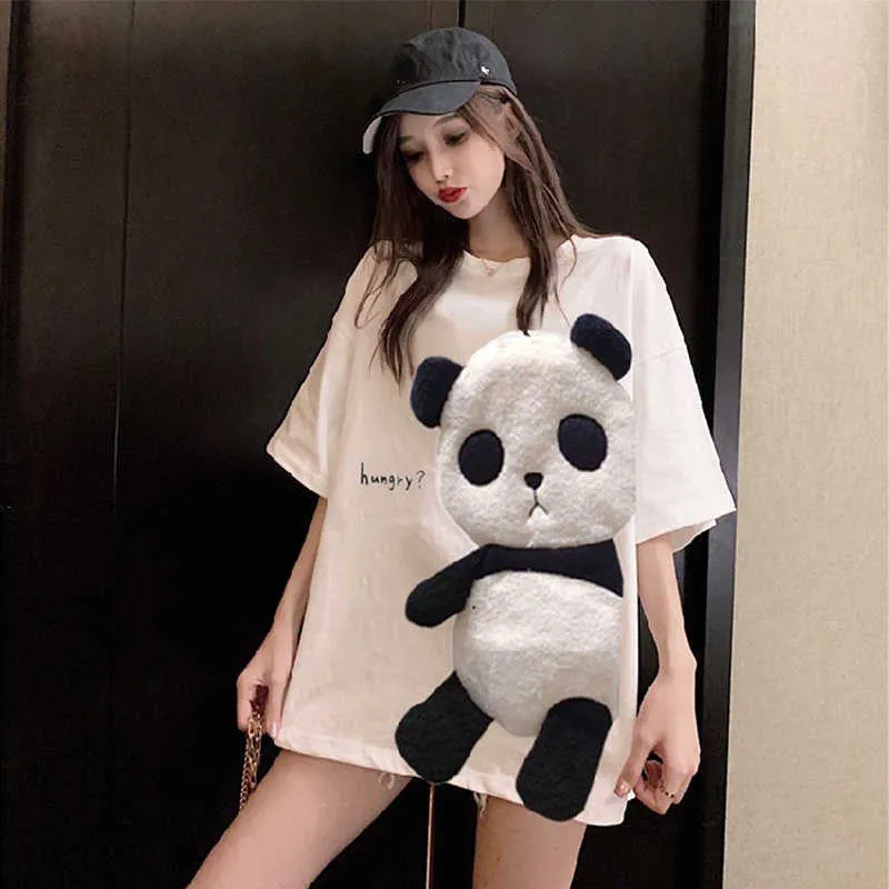 Dames t -shirt Harajuku dos desenhos animados bordado grico t camisa de manga Curta streetwear casual oversized vero feminino branco y2k camisetas unis j230506