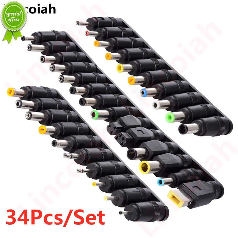 New 34PCS Universal 5.5mmx2.1mm DC AC Power Adapter Tips Connector Kits for Lenovo Thinkpad Laptop Power Supply Plug Jack Sets