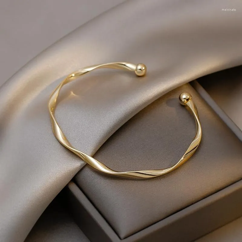 Bangle Classic Premium Retro Style Twisted Twist Metal Bracelet For Women 2023 Trend Girls Unusual Jewelry Gift Accessories
