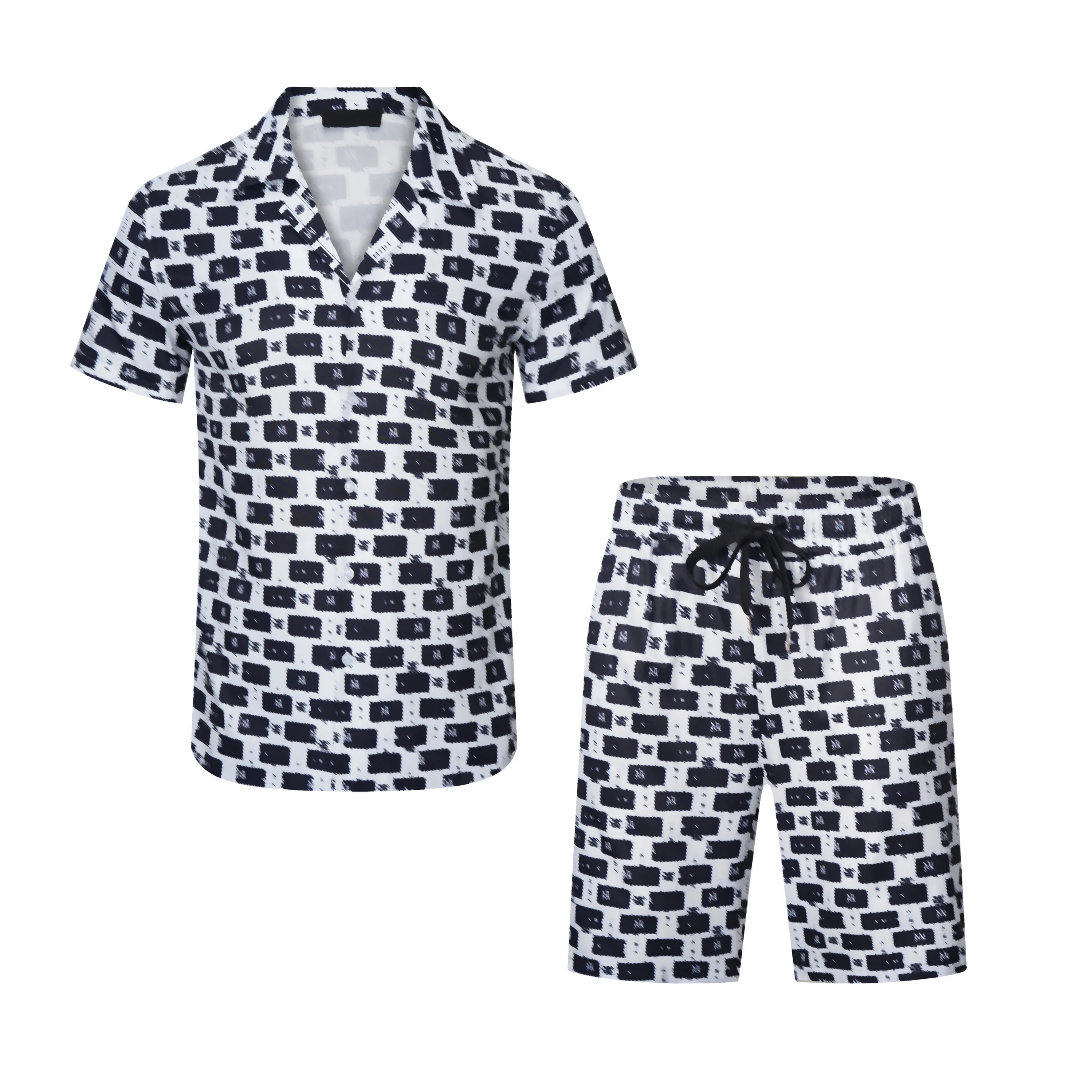 남성 트랙 슈트 여름 남자 디자이너 셔츠 짧은 슬리브 셔츠 남자 해변 반바지 패션 수영 쇼트