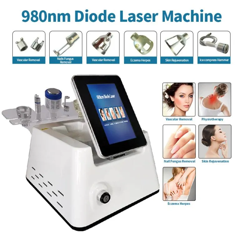 5 I 1 980NM Diode Lasermaskin för spindelven och inåtvänd nagelbehandlingsmärtbehandling, svampstimuleringsfysioterapi