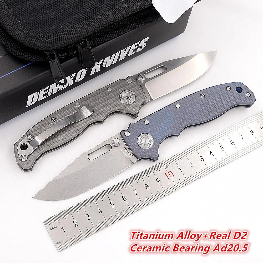 Messen JUFULE New Ad20.5 Shark Ceramic Bearing Titanium Handle D2 Mark AUS10A Folding Tactical Camping Hunting EDC Tool Utility Knife