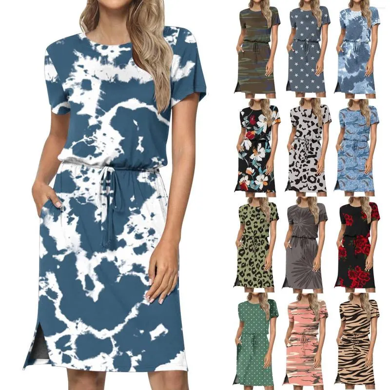 Casual Dresses Summer For Women Printed Short Loose Beach Women's Dress Fashionable Elegant Woman 2023 Trendy