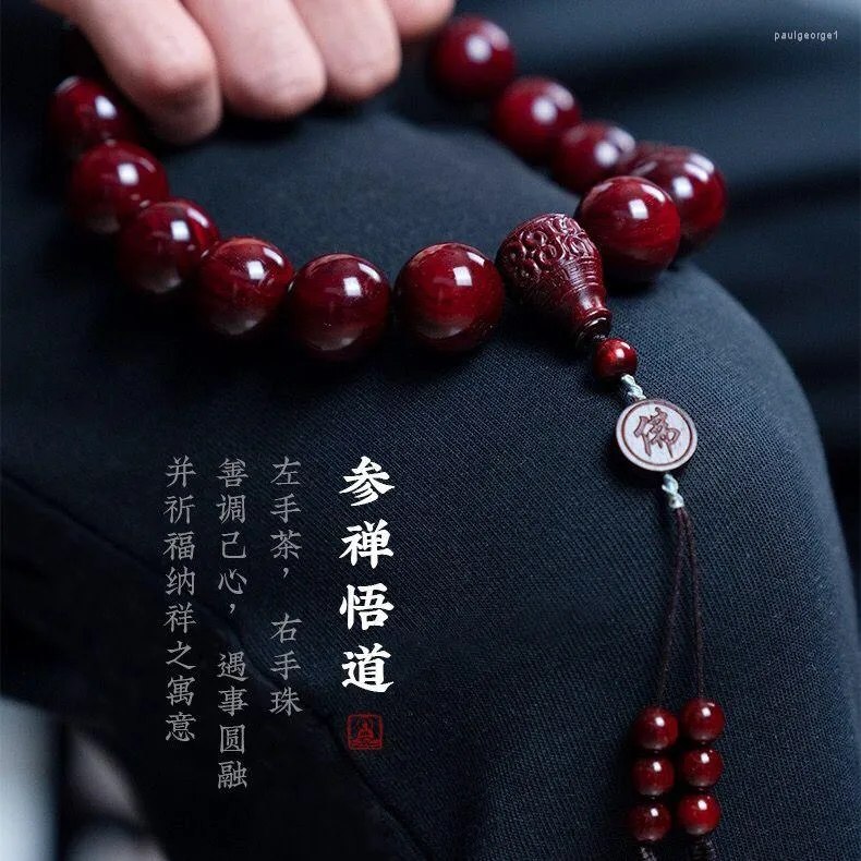 Strand SNQPJiajia Authentische Xiaoye-rote Sandelholz-Hand, die Gebetskette für den 18-Sohn-Buddha von Männern und Frauen hält