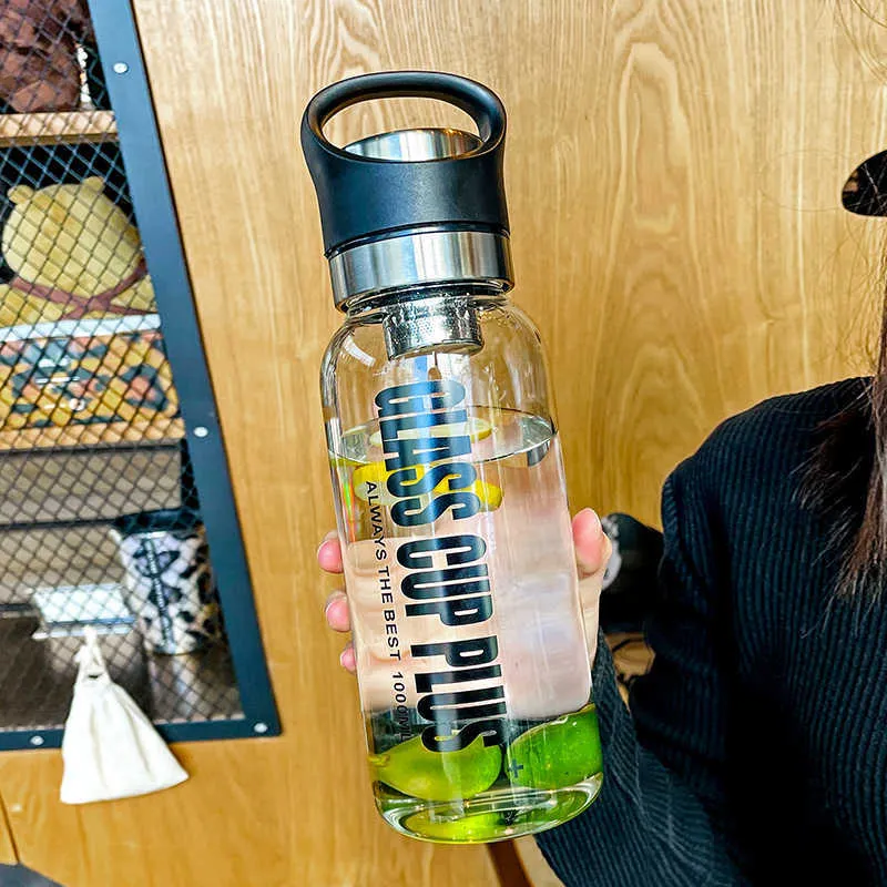 Upgrade 2l Glass Water Bottle with Strap Sport Water Bottles Outdoor Travel  Portable Leakproof Tea Glass Bottle with Infuser Drinkware