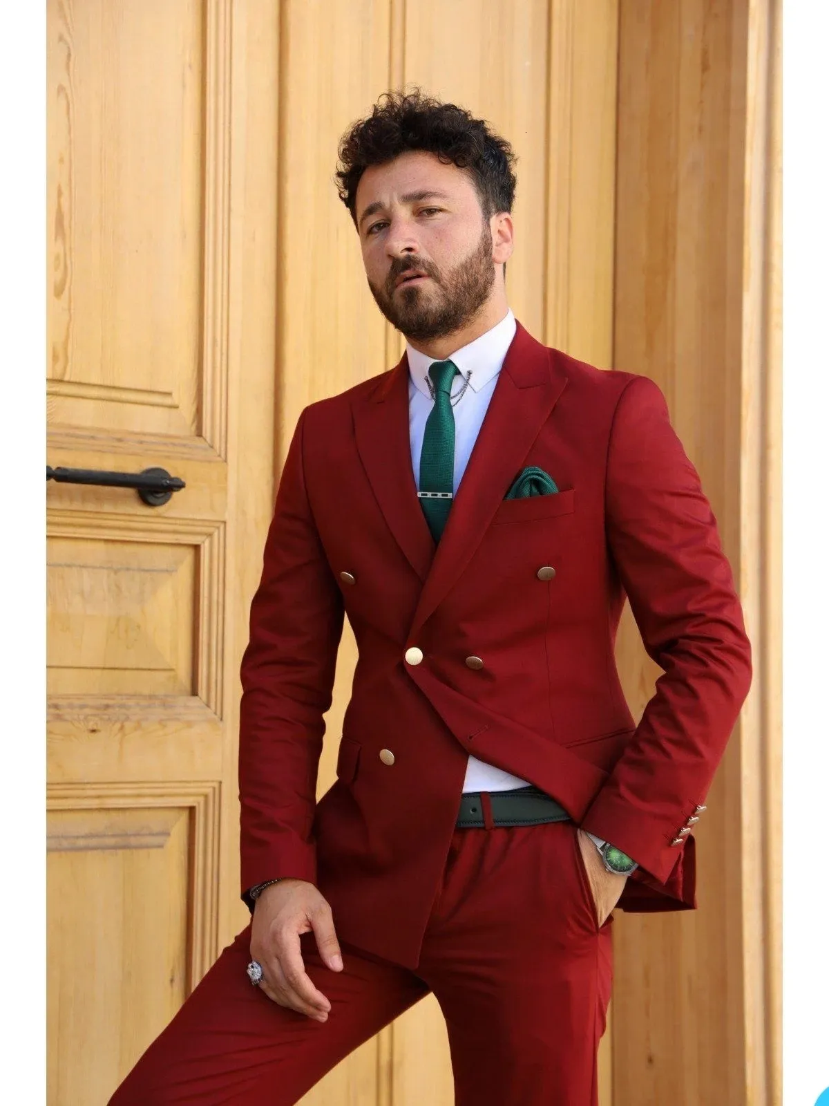 Garnitury męskie Blazery czerwone pełne męskie garnitur Slim Fit Blazer w spodniach Blazer Men Clothing Kurtki