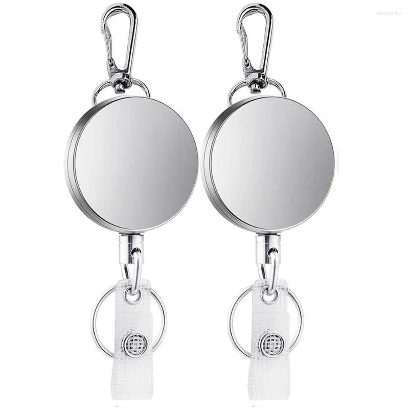 Jewelry Pouches 2Pcs Retractable Pull Key Ring ID Badge Lanyard Name Tag Card Holder Reel Belt Clip