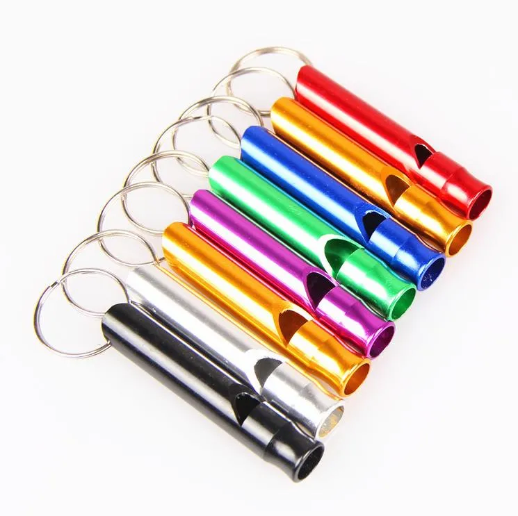 Sifflet en aluminium pour randonnée en plein air, Camping, survie, avec porte-clés, sifflet d'entraînement pour chien, SN775