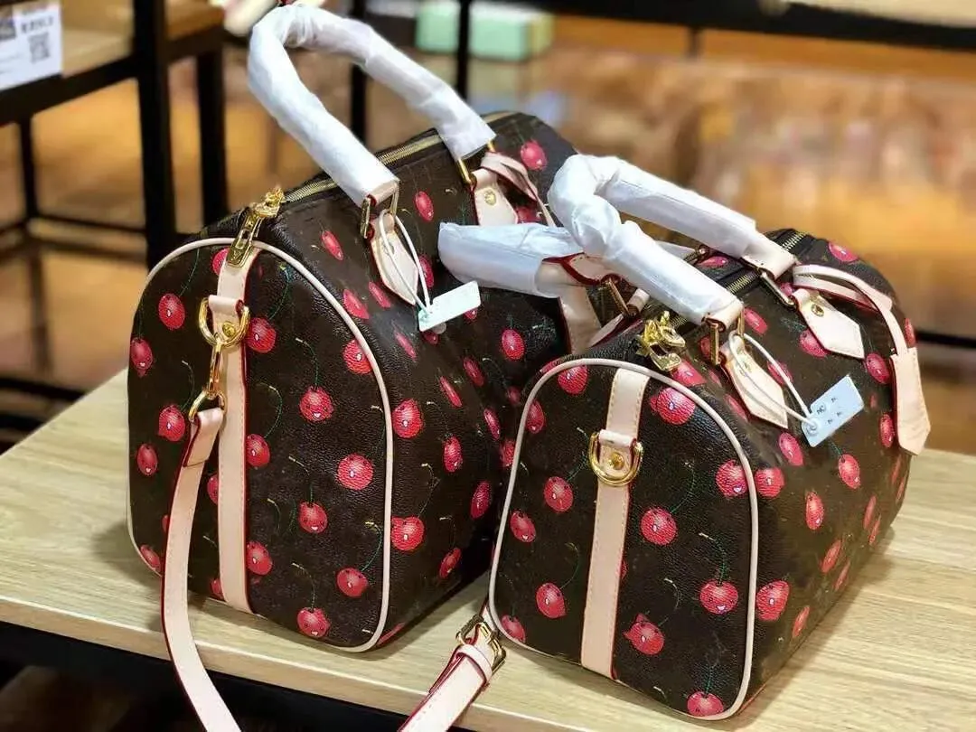 Premium Cherry Boston Bag For Aging Women Elegant Bill Of Lading