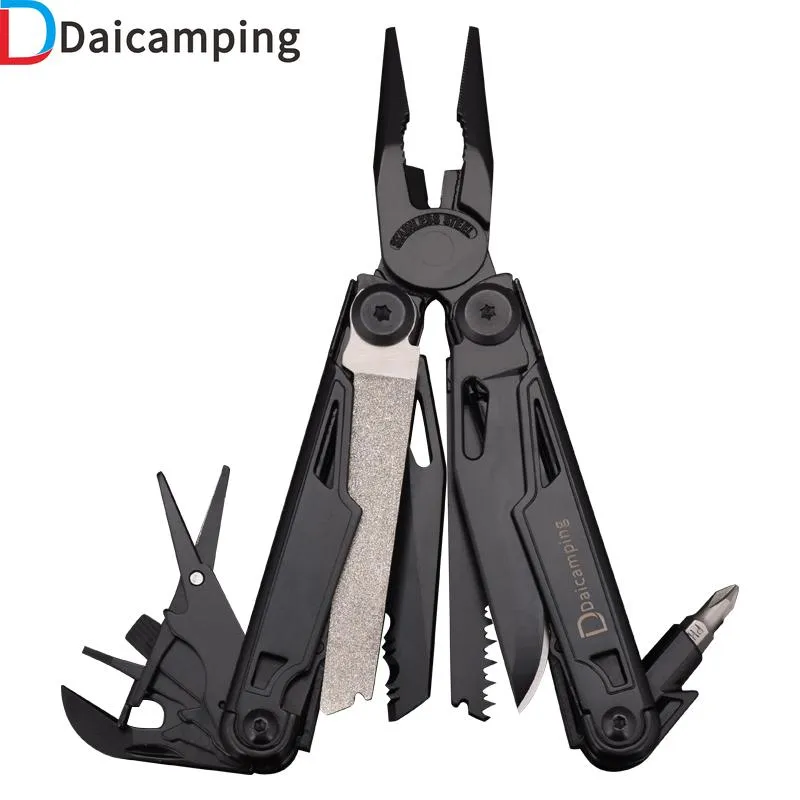 Tang daicamping dl12 multifunktionell 7cr17mov vikning knivverktyg multitools tråd kabel cutter stripper camping växel multi tång