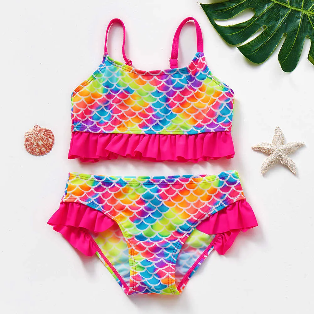 Nouveau 2022 enfant en bas âge à volants Style 2-12Y filles ensemble de Bikini de haute qualité maillots de bain pour enfants P230602