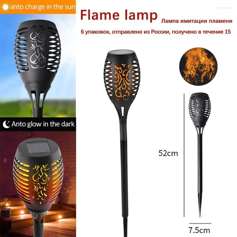 Imitation Flame Solar LED -lampor för julhelg Lykta utomhus trädgårdspanel Ljus gräsmattan