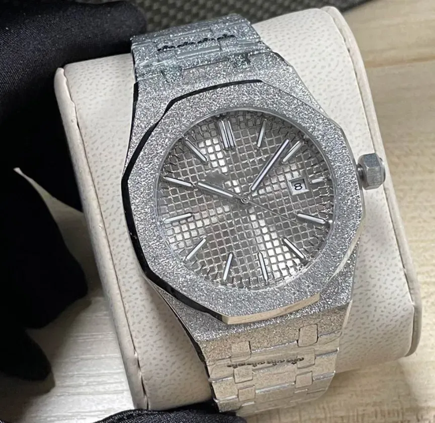 ファッション高品質のステンレス鋼メンズウォッチ自動機械時計41mmビジネス腕時計運動男性