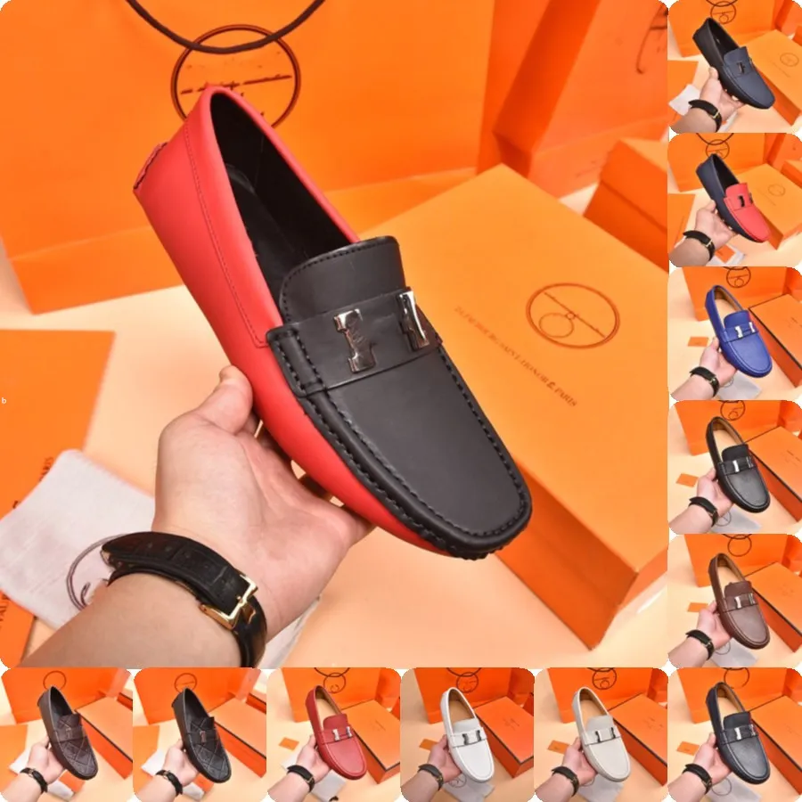 Klasik Deri Tasarımcı Erkek Loafer'lar Ayakkabı Nefes Erkek Elbise Ayakkabı Yüksek Kaliteli Erkek Düz Ayakkabı Lüks Moccasin Sürüş Oxford Ayakkabı A2