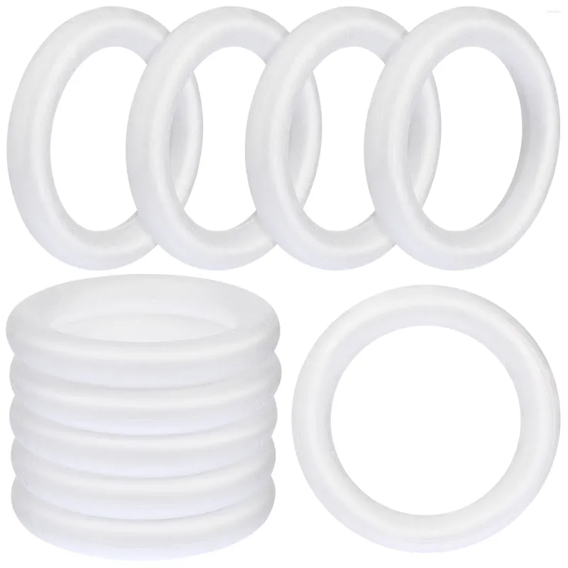 Dekorativa blommor 10 PCS Circle Foam Wreath Rings Small White Circular Nativity Chritmas Garland Polystyrene Round