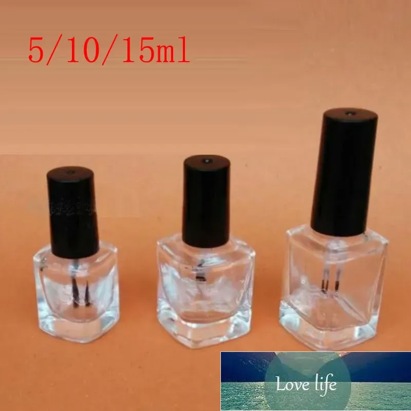 5ML 10ML 15ML vide bouteilles de vernis à ongles en verre Transparent couvercle de brosse petite bouteille en verre pour Nail Art récipient d'huile essentielle en gros
