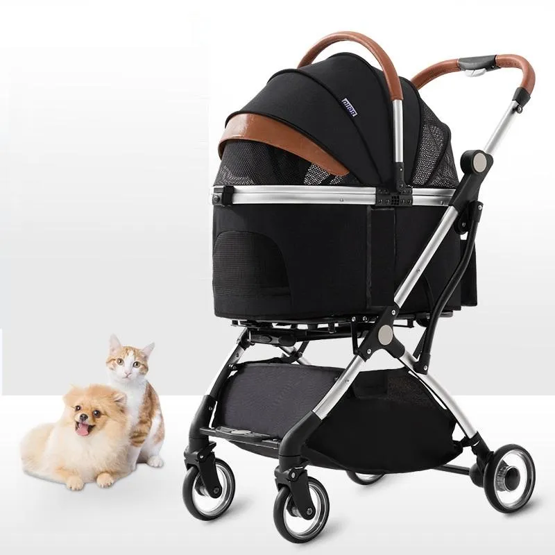 Carriers Detachable Pet Stroller Aluminium Alloy Dog Trolley for Corgi Teddy Cat Cart Load Bearing 15kg Dog Strollers for Small Dogs