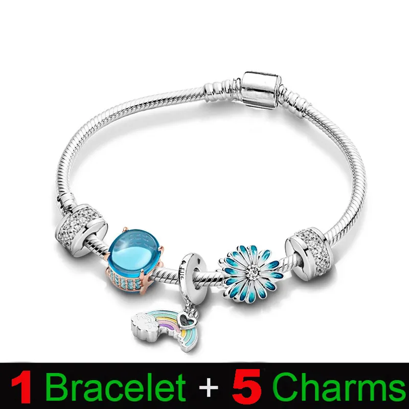 Bahçe Serisi Charms Bilezikler Orijinal Pandora Boncukları Kadınlar İçin DIY DIY Set Lüks S925 Gümüş Takı Hediyesi