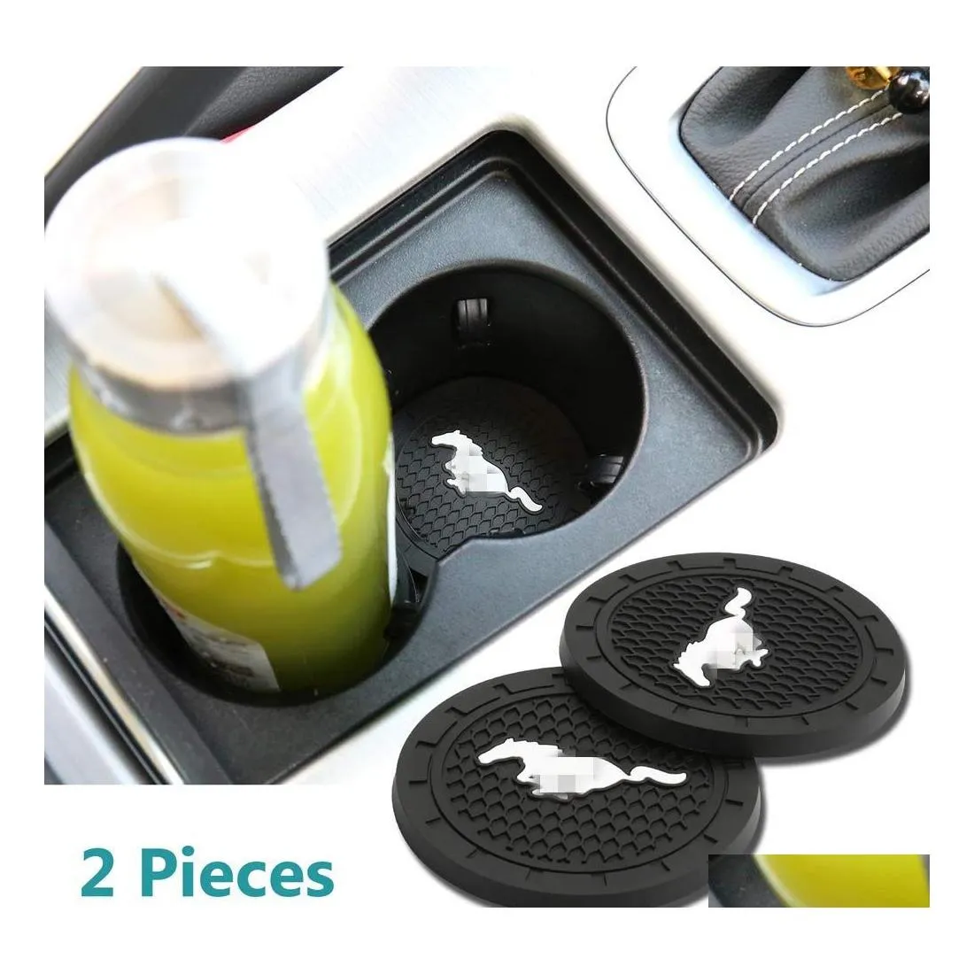 Taza de calefacción del vehículo 2 PCS 2.75 pulgadas Accesorios interiores del automóvil Alfombrillas antideslizantes para Mustang Todos los modelos Drop Delivery Mobiles Motorc Dhplo