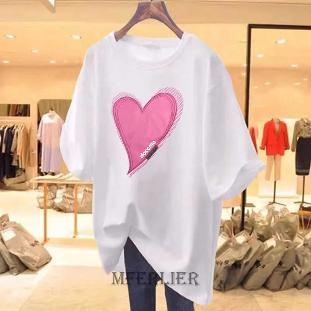 Womens T Shirt Tamanho Grande 6xl 150kg Vero Corao Mulher Camiseta De Manga Curta Solta Tshirt Casual Solto Grfico Impresso T Camisa J230506 From 11 81 DHgate