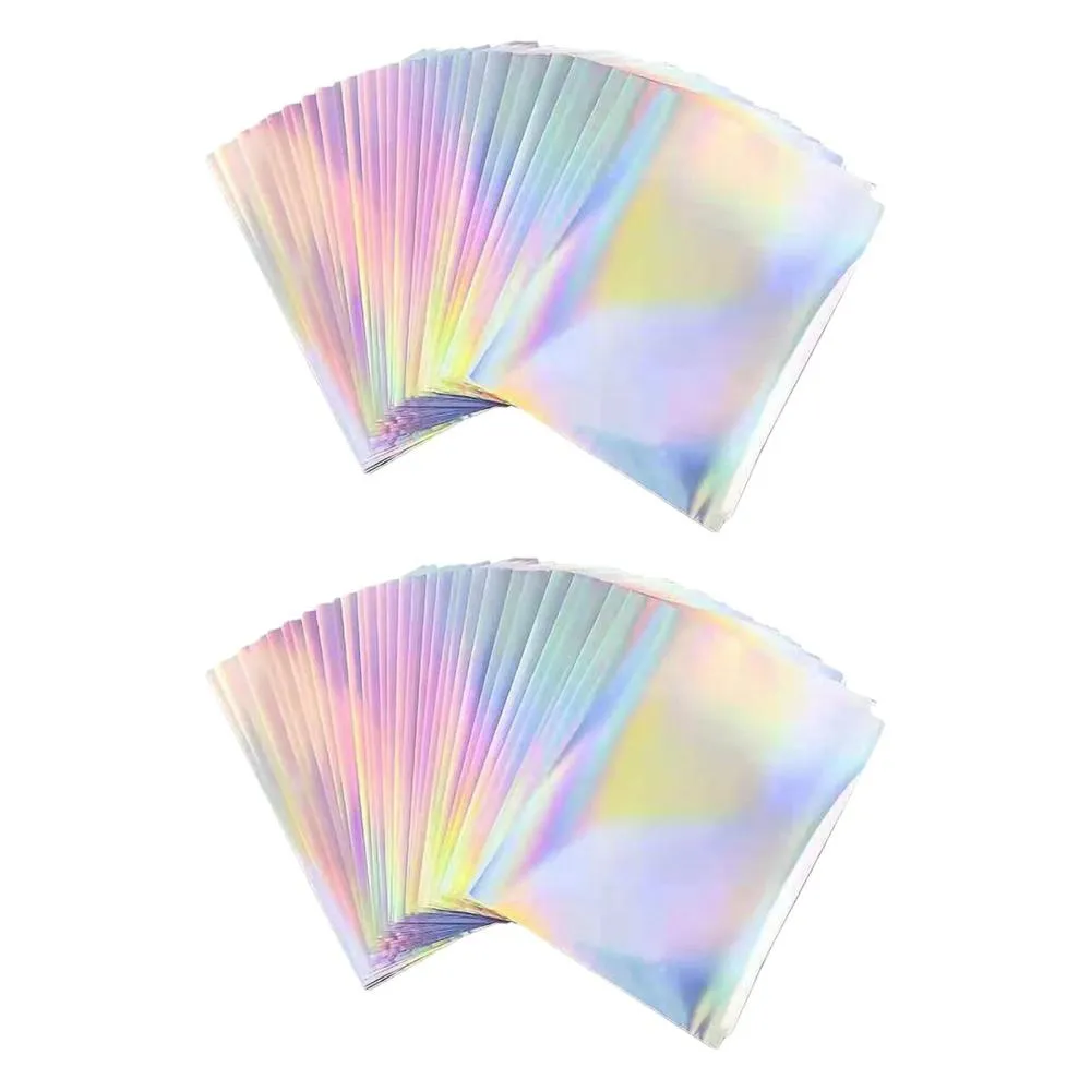 50 Pieces A4 Size Printing Paper Adhesive Holographic Dries Quickly Sticker Paper for Shop Office Home Inkjet Printer