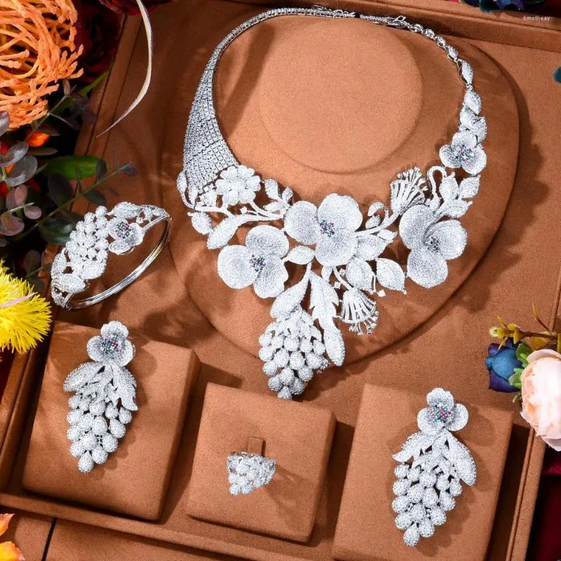 GODKI Flower Boom Wedding Necklace Set And Earrings Set Original