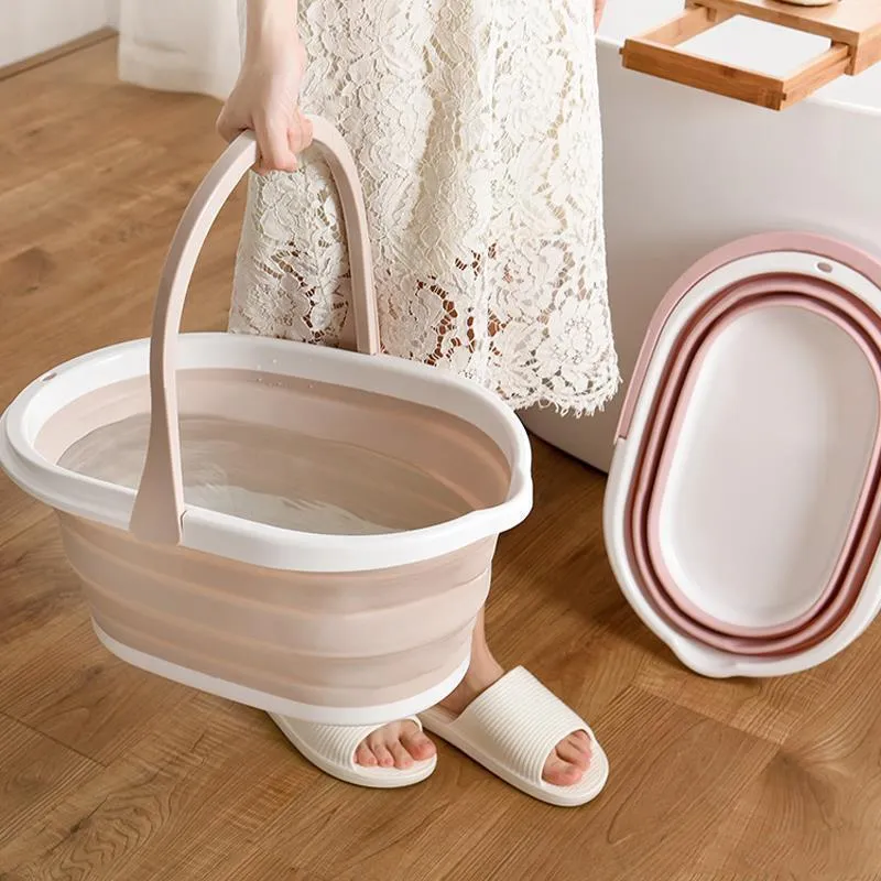 Vasche da bagno per la casa Pieghevole per bambini Doccia portatile Vasca da bagno Piscina per animali domestici Secchio di stoccaggio dell'acqua multifunzionale rettangolare pieghevole in plastica spessa