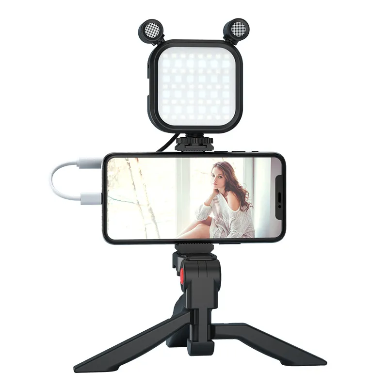 Équipement de Streaming en direct en plein air, ensemble de Vlog, Kit de vidéo Portable pour Smartphone avec lumière LED