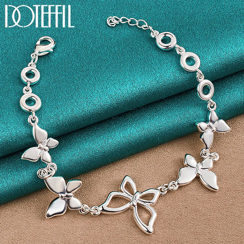 Chaîne DOTEFFIL 925 argent Sterling cinq papillon Bracelet pour femme mode charme mariage fiançailles bijoux 230508