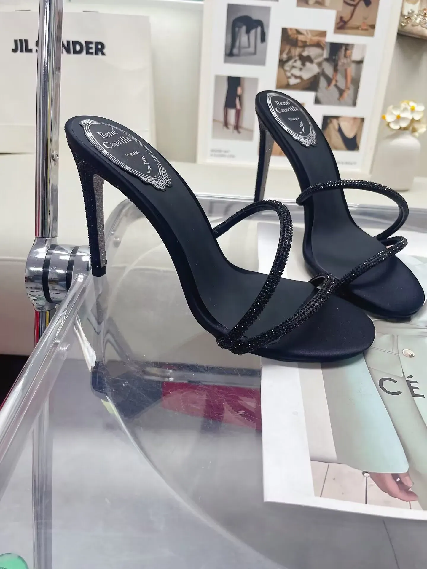 High Quality Nice Brand Ladies Sandal IRINA Muller crystal Black Blush chunky High Heels Shoes For Women Heels Sexy Party Wedding euro 35-42