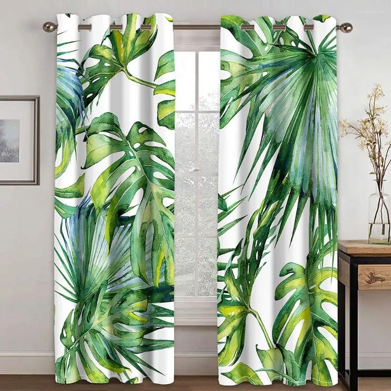 Green Floral Curtains Free Shiping Modern 3D Tropical Plant Leaves Banana  Eucalypt Shading Window For Living Room Bedroom Decor Hook From  Galwaysonline, $23.42