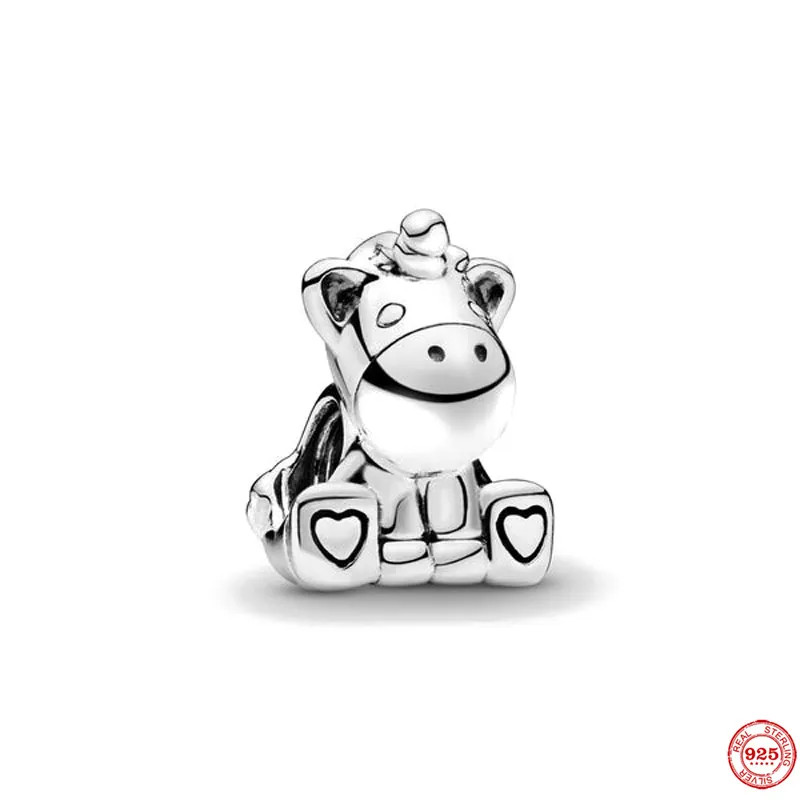 925 silver Fit Pandora Original charms DIY Pendant women Bracelets beads Charms Fine Lucky Unicorn Beads