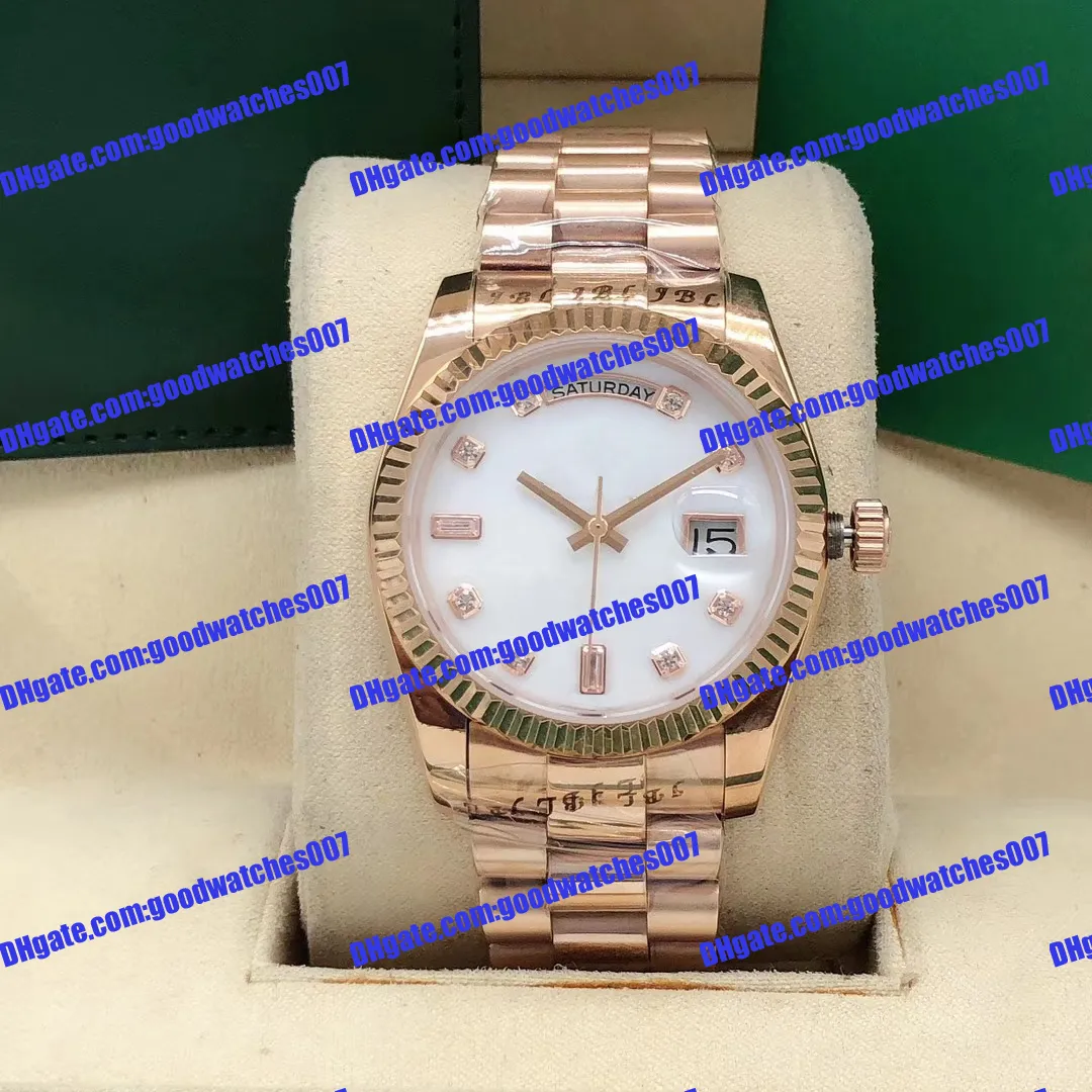 Роскошные мужские часы 2813 Автоматический механизм 128235 128238 Розовые золотые часы 36 -мм белый бриллиантовый цифербл.