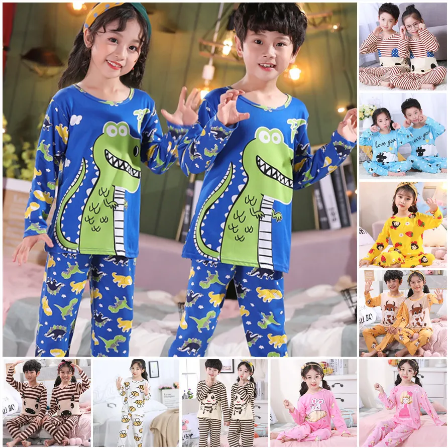 Pjs Cartoon Summer Pajama Set For Boys And Girls Homewear Outfit