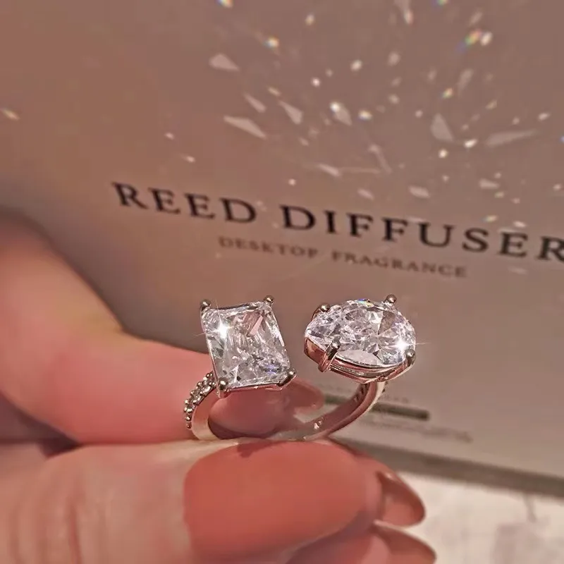 Urok woda upuść palcami laboratorium Diamond 925 srebrny impreza ślubna pierścionki dla kobiet osobisty prezent biżuterii urodzinowej