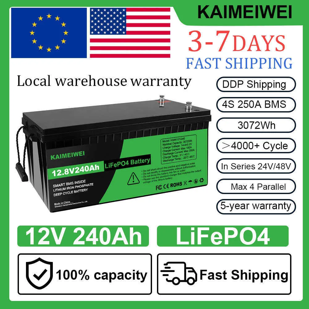 EU Stock ! Duty-free ! 12V 240Ah LiFePo4 Battery Pack Built-in BMS Lithium Iron Phosphate Battery for Solar Boat No Tax