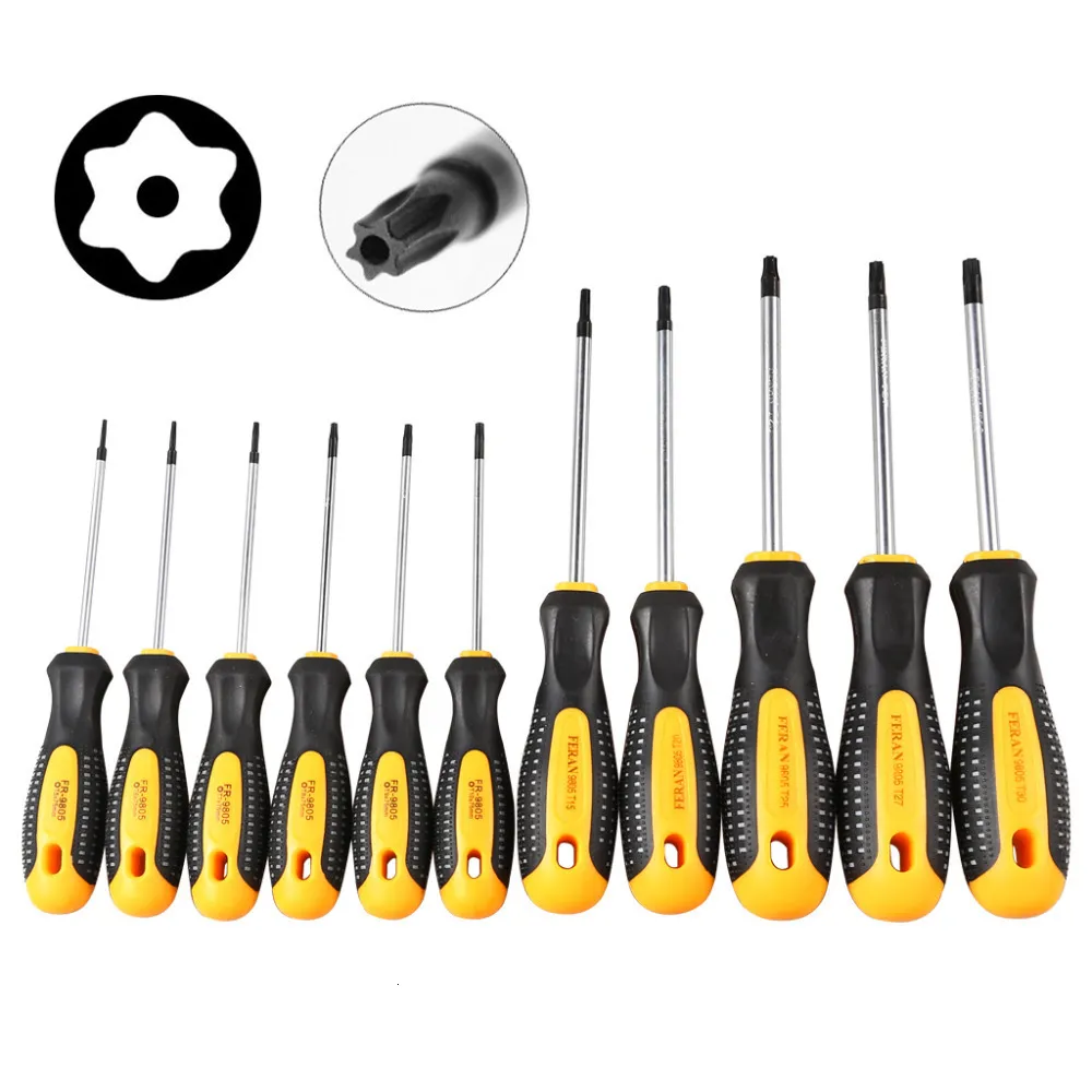 Cavallettestri 1Set Chrome Vanadio Acciaio Torx Set di cacciavite con foro Magnetica T5-T30SCRO DRIVE SET KIT per utensile per la riparazione del telefono Set 230509