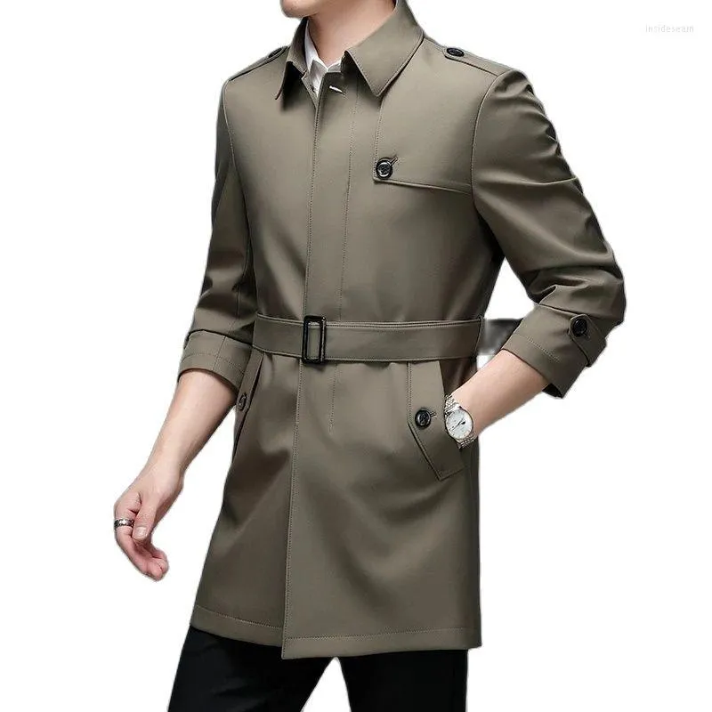 Men's Trench Coats Spring Fashion Plus Coat Size Long Quality Jacket Button Autumn