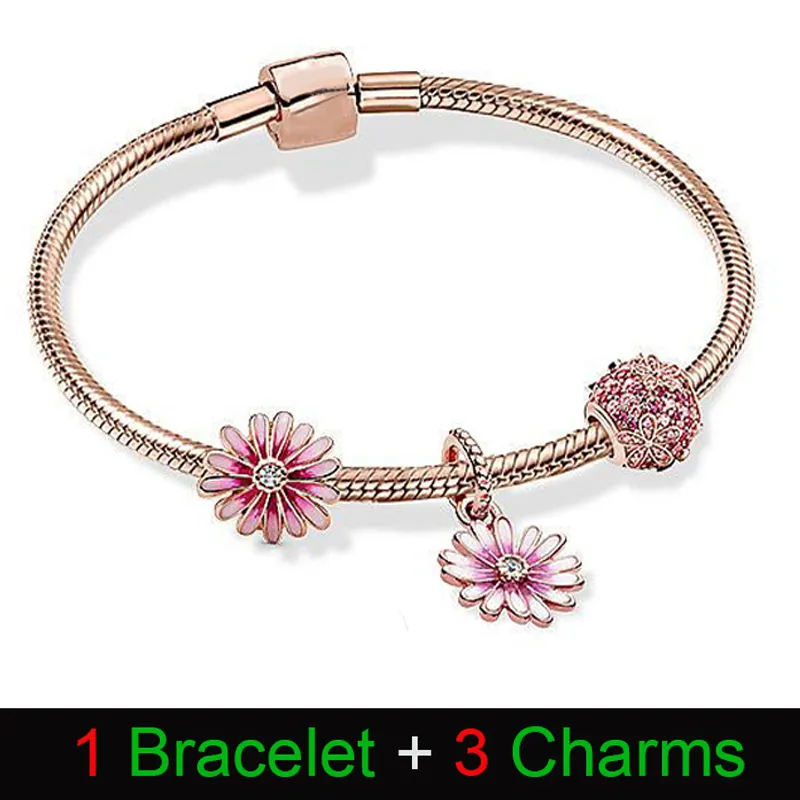 S925 Argent Couleur Jardin Série Charmes Bracelets Fit Original Pandora Perles DIY Pour Femmes designer Bracelet Ensemble De Luxe Bijoux Cadeau