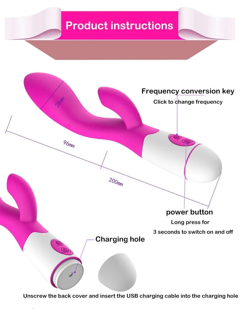 Vibratoren 30 Geschwindigkeit G-Punkt für Frauen, Dildo, Masturbieren, Kaninchen, Klitoris-Massagegerät, weibliche Stimulation, Erwachsene_voghion.com