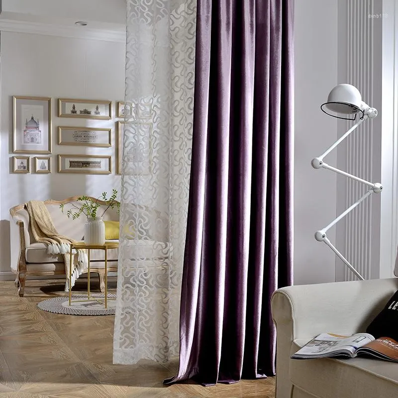 Cortina de cortina de veludo moderna cortinas de blecaute sólido para sala de estar Luxo cego Luxo de cortina brilhante Sombra da janela de tamanho de tamanho de tamanho personalizado