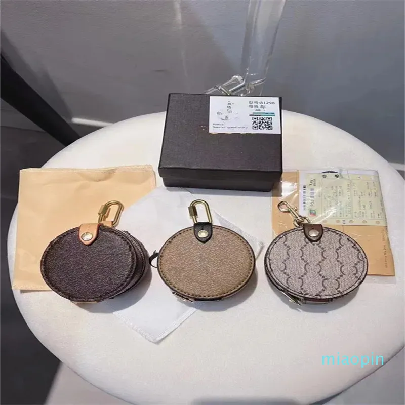 2023-Designer Coin Purse Small Circle Wallet Key Wallets Women Mini Bag Koppeling Turnus Luxe portemonnees Mode Zak 3Colors met Letter and Flower Printed Pocket