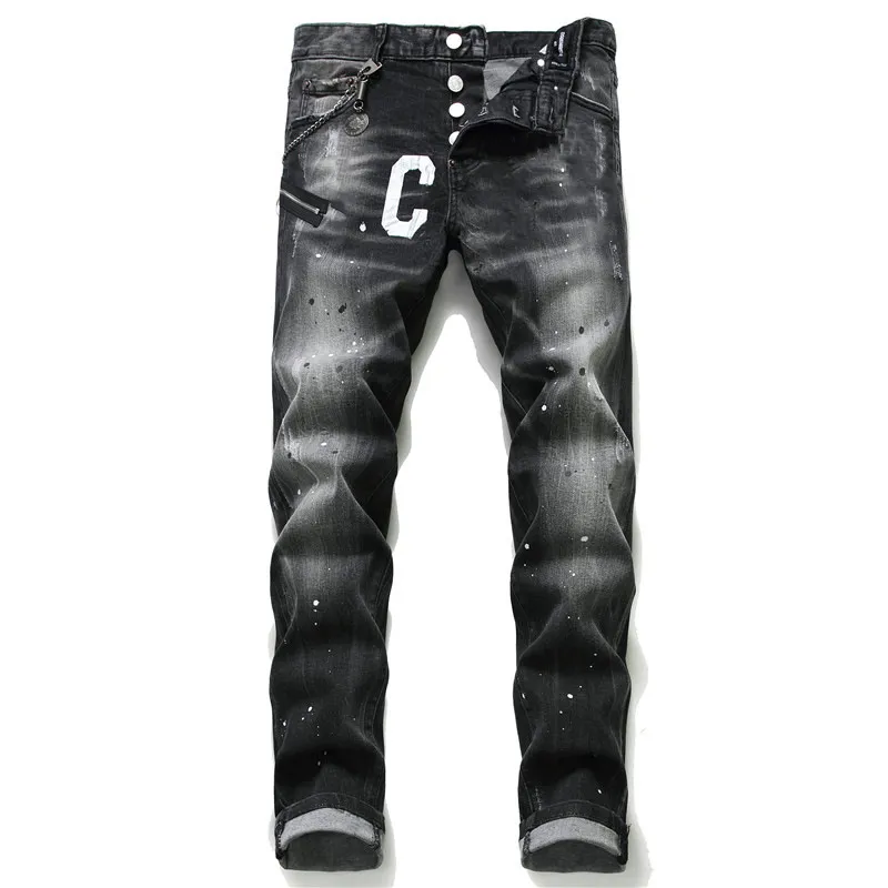 lage prijs ~ Jeans Heren Stree Denim Tranen Luxe Designer Mannen Borduren Broek Gaten Broek Kleding Amerikaanse maat 28-38 2023. goede v6