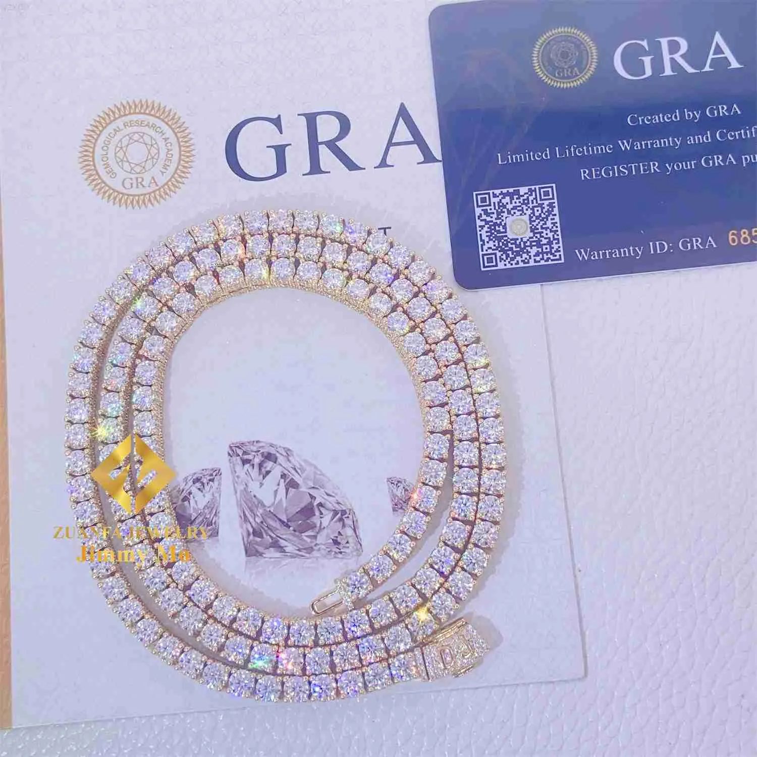 Customized 10k Yellow Gold Iced Out Tennis Chain Necklace With 4mm VVS