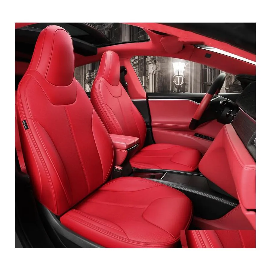 Автомобильные сиденья покрывает аксессуары ER для Tesla Model X Высококачественные кожаные пользовательские построения 6 -градус 360 -градусные модели. Только ma dhaxm