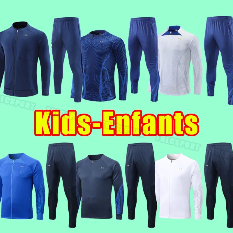 Kids Child 2023 2024 Benzema Mbappe Griezmann Soccer Tracksuit French Kante Pogba Kounde Giroud Guendouzi 23 24 Pavaro à manches longues