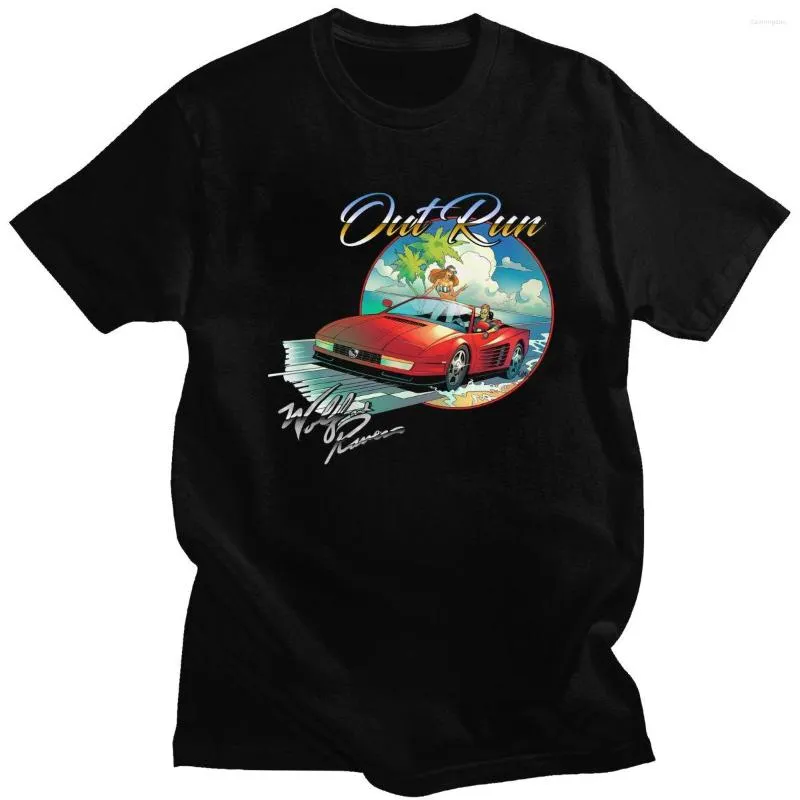 T-shirts pour hommes à la mode des années 80 Out Run T-shirt manches courtes coton Old School jeu vidéo T-shirt rétro Vintage Arcade Gaming OutRun Tee Shirt